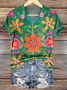 Damen Geblümt Kurzarm T-Shirts T-Shirt V-Ausschnitt Print Lässig Sommer T-Shirt mit Grafik Oberteile