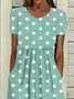 Damen Polka Dots Kurzarm Sommer Print Kleid Rundhals Täglich Lässig Maxikleid Etuikleid H-Linie Kleid