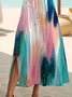 Damen Abstrakt Kurzarm Sommer Print Kleid Rundhals Täglich Lässig Maxikleid Passen & Flare Kleid A-Linien-Kleid