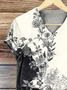 Damen Geblümt Kurzarm T-Shirts T-Shirt V-Ausschnitt Print Lässig Sommer T-Shirt mit Grafik Oberteile