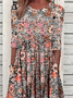 Damen Geblümt Kurzarm Sommer Print Kleid Rundhals Täglich Lässig Maxikleid Etuikleid H-Linie Kleid