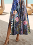Damen Geblümt Kurzarm Sommer Print Kleid Rundhals Täglich Lässig Maxikleid Passen & Flare Kleid A-Linien-Kleid