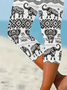 Damen Elefant Caprihosen Elastische Taille Hose Lässig Sommer Hose