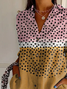 Damen Polka Dots Langarm Bluse Frühling/Herbst Schnalle Hemdkragen Täglich Lässig Oberteile