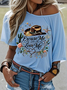 Damen Buchstabenmuster Kurzarm T-Shirts T-Shirt Rundhals Retro Sommer Oberteile