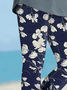 Damen Geblümt Caprihosen Elastische Taille Hose Lässig Sommer Hose