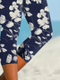 Damen Geblümt Caprihosen Elastische Taille Hose Lässig Sommer Hose