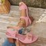 Damen Dick Absatz Pantolette für Damen zu Tragen wie Oberbekleidung im Sommer Neu Dick Absatz Große Größen Lässig Metallische Schnalle Bequem Hoher Absatz römisch Pantolette