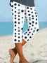 Damen Polka Dots Caprihosen Elastische Taille Hose Lässig Sommer Hose