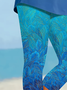 Damen Geblümt Caprihosen Elastische Taille Hose Lässig Sommer Hose