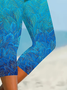 Damen Geblümt Caprihosen Elastische Taille Hose Lässig Sommer Hose