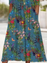 Damen Geblümt Halbarm Sommer Print Kleid Halb offener Kragen Täglich Lässig Maxikleid A-Linien-Kleid