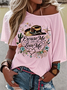 Damen Buchstabenmuster Kurzarm T-Shirts T-Shirt Rundhals Retro Sommer Oberteile