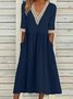 Damen Unifarben Halbarm Sommer Nahtverarbeitung Kleid V-Ausschnitt Täglich Lässig Maxikleid Passen & Flare Kleid A-Linien-Kleid