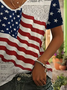 Damen Tag der Unabhängigkeit (Flagge) Kurzarm T-Shirts T-Shirt V-Ausschnitt Print Lässig Sommer T-Shirt mit Grafik Oberteile
