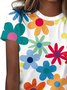 Damen Geblümt Kurzarm T-Shirts T-Shirt Rundhals Print Lässig Sommer T-Shirt mit Grafik Oberteile