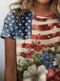 Damen Geblümt Kurzarm T-Shirts T-Shirt Rundhals Print Lässig Sommer T-Shirt mit Grafik Oberteile
