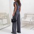 Damen Unifarben Irregulär Handwerkskunst Zweiteiliges Set Täglich Ärmellos Lässig Sommer Bluse mit Hose Matching Set