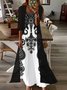 Damen Geblümt Print Zweiteiliges Set Täglich Dreiviertelärmel Lässig Frühling/Herbst Mantel mit Rock Matching Set