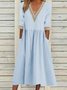Damen Unifarben Halbarm Sommer Nahtverarbeitung Kleid V-Ausschnitt Täglich Lässig Maxikleid Passen & Flare Kleid A-Linien-Kleid
