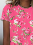 Damen Geblümt Kurzarm T-Shirts T-Shirt Rundhals Print Lässig Sommer T-Shirt mit Grafik Oberteile