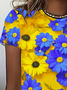 Damen Geblümt Kurzarm T-Shirts T-Shirt Rundhals Print Lässig Sommer T-Shirt mit Grafik Oberteile