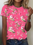 Damen Geblümt Kurzarm T-Shirts T-Shirt Rundhals Print Lässig Sommer T-Shirt mit Grafik Oberteile