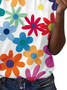 Damen Geblümt Kurzarm T-Shirts T-Shirt Rundhals Print Lässig Sommer T-Shirt mit Grafik Oberteile