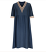 Damen Unifarben Halbarm Sommer Nahtverarbeitung Kleid V-Ausschnitt Täglich Lässig Maxikleid Passen & Flare Kleid A-Linien-Kleid