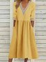 Damen Unifarben Halbarm Sommer Nahtverarbeitung Kleid V-Ausschnitt Täglich Lässig Maxikleid Passen & Flare Kleid A-Linien-Kleid