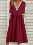 Damen Unifarben Halbarm Sommer Nahtverarbeitung Kleid V-Ausschnitt Täglich Lässig Maxikleid Passen & Flare Kleid A-Linien-Kleid