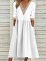 Damen Unifarben Halbarm Sommer Nahtverarbeitung Kleid V-Ausschnitt Täglich Lässig Maxikleid Passen & Flare Kleid A-Linien-Kleid