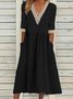 Damen Unifarben Halbarm Sommer Nahtverarbeitung Kleid V-Ausschnitt Täglich Lässig Maxikleid Passen & Flare Kleid A-Linien-Kleid