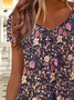 Damen Geblümt Kurzarm T-Shirts T-Shirt V-Ausschnitt Print Lässig Sommer T-Shirt mit Grafik Oberteile