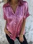 Damen Unifarben Kurzarm Bluse Sommer Metall Schalkragen Täglich Lässig Oberteile