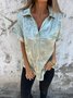 Damen Unifarben Kurzarm Bluse Sommer Metall Schalkragen Täglich Lässig Oberteile