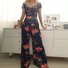 Damen Gestreift Schulterfrei Kurzarm Lässig Sommer Jumpsuit