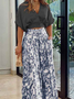 Damen Geblümt Print Dolman-Ärmel Zweiteiliges Set Täglich Halbarm Lässig Sommer Bluse mit Hose Matching Set