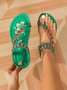 Bohemien Ethnisch Stil Schuhe für Damen Sommer Fashion Strand Flach Pantolette Perlen Diamant Zehentrenner Pantolette