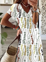 Damen Abstrakte Tupfen Kurzarm Sommer Print Kleid V-Ausschnitt Täglich Lässig Maxikleid X-Linie Kleid