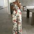 Damen Gestreift Schulterfrei Kurzarm Lässig Sommer Jumpsuit