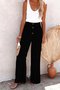 Damen Unifarben Lang Elastische Taille Hose Lässig Frühling/Herbst Hose