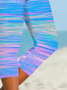 Damen Gestreift Caprihosen Elastische Taille Hose Lässig Sommer Hose