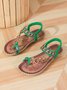 Bohemien Ethnisch Stil Schuhe für Damen Sommer Fashion Strand Flach Pantolette Perlen Diamant Zehentrenner Pantolette