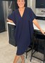 Damen Unifarben Halbarm Sommer Schlitz Kleid V-Ausschnitt Täglich Lässig Maxikleid Tanktop A-Linien-Kleid
