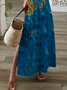 Damen Abstrakt Kurzarm Sommer Print Kleid V-Ausschnitt Täglich Lässig Maxikleid X-Linie Kleid