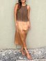Damen Farbverlauf Ärmellos Sommer Kleid Rundhals Täglich Lässig Maxikleid Fließendes Kleid A-Linien-Kleid