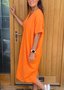 Damen Unifarben Halbarm Sommer Schlitz Kleid V-Ausschnitt Täglich Lässig Maxikleid Tanktop A-Linien-Kleid