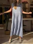 Damen Unifarben Ärmellos Sommer Nahtverarbeitung Kleid Halb offener Kragen Täglich Retro Maxikleid Tanktop A-Linien-Kleid