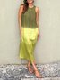 Damen Farbverlauf Ärmellos Sommer Kleid Rundhals Täglich Lässig Maxikleid Fließendes Kleid A-Linien-Kleid